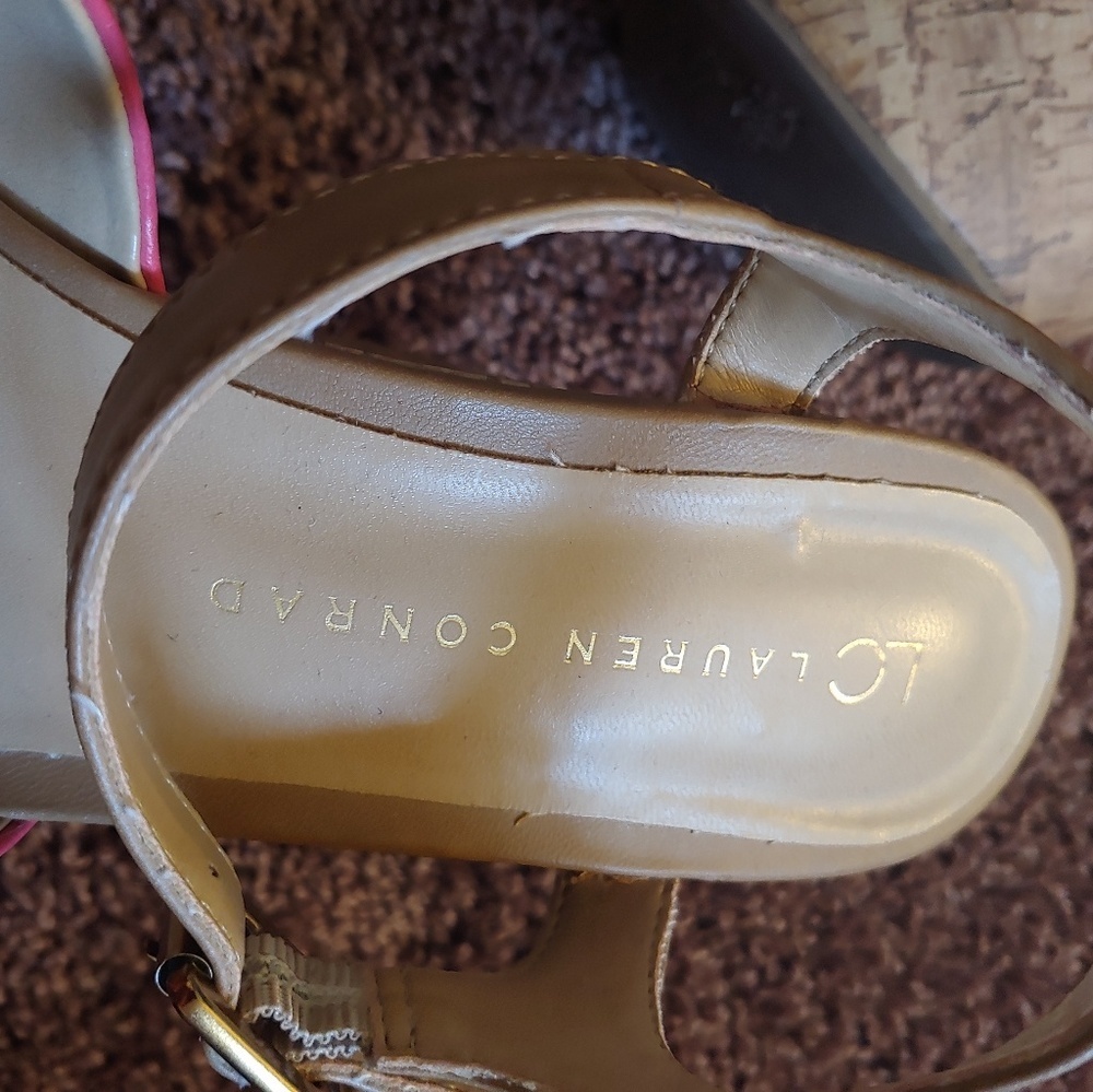 Lc Lauren Conrad tan&pink 4" chucky heels - Picture 4 of 7